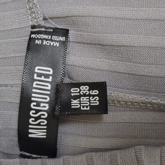 Missguided ribbed mock neck short sleeve blouse, gray, size 6(L), EUC - Picture 5 of 9